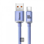 Baseus Kristallvaba USB kaabel 1,2 m USB A USB C lilla