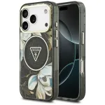 GUESS Case IML Glitter Flowers Triangle MagSafe iPhone 18 Pro Max / 17 Pro Max jaoks, must
