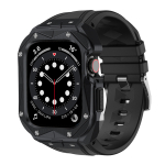 KINGXBAR [TAGASISANDESTATUD TOODE] CYF140 2in1 kaitsekarp Apple Watch 9, 8, 7 (45 mm) jaoks, valmistatud roost Lippidest koos rihmaga, must
