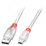 Lindy USB 2.0 kabel, tp A/minu-B, lbipaistev, M/M, 3m pikkus