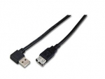 MicroConnect USB2.0 Extension A-A 1.5m M-F With angled A plug. Black