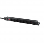 Lanview 19"" rack mount power strip, 1U, 16A with 8 x Schuko