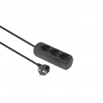 MicroConnect 3-way Schuko Socket 1.5M Black Without ON/OFF Switch,