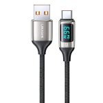 USAMS Kabel pleciony U78 USB-C 1.2m LED 6A kiirlaadimine biay/white SJ544USB02 (US-SJ544)