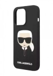 Karl Lagerfeld Pehme kate Silikoonist Karl Head Must, iPhone 13 Mini jaoks, KLHCP13SSLKHBK