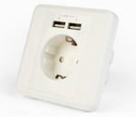 Gembird AC-telgikontaktor 2-pordiga USB-lauaga laadimishendaja