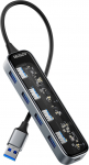 Deltaco USB-A keskus, 4x USB-A, 5 Gbps, lbipaistev (UH-736)