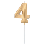 Folat Glamor Cake Candle topper Number 4 (7cm) Metallic Gold