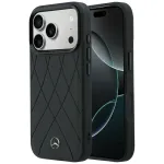 Case Mercedes Leather Crossed Lines MagSafe for iPhone 18 Pro /17 Pro black