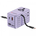 Verbatim Reisitoideadapter EU/UK/US GaN 1xUSB-C/1xUSB-A/2xUSB-C PD 70W lilla 30188