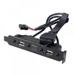 Akasa USB 3.1 Gen 1 sisemine adapterkaabel kahe USB 2.0 Type-A pordiga ning tisprofiiliga PCI kinnitusraam