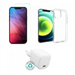 eSTUFF Kit for iPhone 13 Pro. Charger, Cover, Glass. Brown