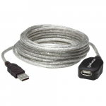 Manhattan USB-A USB-A pikenduskaabel, 5m, isane-emane, aktiivne, lbipaistev hbe, 480 Mbps (USB 2.0), jrjestikust hendatav, sisseehitatud kordaja, vastav USB2AAEXT5M-le (v.a. vrvus), Hi-Speed USB, kolmeaastane garantii, voolimispakett