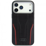 Audi Etui R8 naturaalsest nahast MagSafe iPhone'ile 17 Pro must-punane