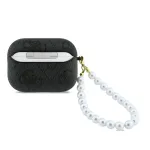 GUESS PU 4G Classic Logo Pearl Strap Case AirPods Pro 3 jaoks, must