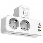 Beline LED-valgustusega toitelint 2xUSB-A/USB-C/2xAC valge