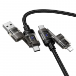 Kaabel 4in1 USB A/C USB C/Lightning Hoco 240W 1,2 m U151 must