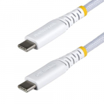 StarTech.com 2 meetri pikkune (6 jalga) valge USB-C laadimiskaabel, 60W (3A) PD, kahekordse kihiga punutud nailonist/TPE mbris, vastupidav USB-C laadimiskaabel, USB 2.0 slearvuti laadimiskaabel
