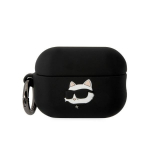Karl Lagerfeld KLAP2RUNCHK AirPods Pro 2 (2022/2023) kate tarny/must silikoonist Choupette Head 3D