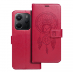 MEZZO raamatukarp XIAOMI Redmi Note 14 5G jaoks, magenta vrvi unenokorra mustriga