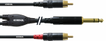 Cordial signaalikaabel, 6,3 mm - 2 x RCA, 1,5 m (CFY 1,5VCC)
