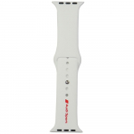 Audi Sport Red Logo Silikoonist kellarihm Apple Watch 44/45/46/49mm valge