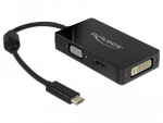 Delock USB-C adapter VGA/HDMI/DVI must/valge musta