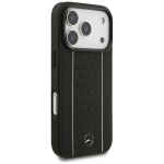 Mercedes Nahast etui, thtmustriline, triibud, MagSafe iPhone'ile 17 Pro, must