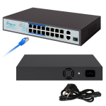 Extralink VIRTUS V3 | PoE lliti | 16x 100Mb/s PoE/PoE+, 2x Gigabit RJ45 + 1x SFP, 150W