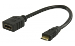 Mercodan Mini HDMI: male - HDMI: female adapter, must, 0,2 m
