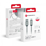 USB-kaabel A-pistikust USB-C-pistikusse Forcell F-Energy QC3.0 66W Metall 1 m C234 hbe