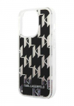 Karl Lagerfeld Kvakate Liquid Glitter Monogram Black, iPhone 14 Pro jaoks, KLHCP14LLMNMK