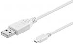 MicroConnect USB A to USB Micro B, Version 2.0, White, 1,0m White