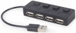 Gembird USB keskmeesmik 4-porti USB 2.0 hubiga suunadega musta vrvi
