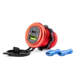 Amio Veeleekindel telefoni laadija USB+USB-C 12/24V MOD-09