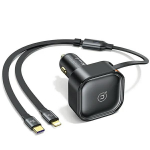 USAMS Iselaadimine sissetmmatava kaabliga 1xUSB-C+1x Lightning C41 PD 30W kiirlaadimine must/must CC219CC01 (US-CC219)
