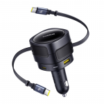 Baseus Max autolaadija USB-C+USB-C kaabliga ja USB-A+USB-C pordiga 90W mustas toonis