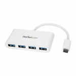 StarTech.com 4 USB-C porti hubiga 4x USB-A port (USB 3.0 kiirendus 5 Gbps) - USB bussi toit - Kepra/Laptop USB-C to USB-A adapter hub - USB 3.1 Gen 1/USB 3.2 Gen 1 tp-C hub - Valge