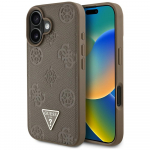 GUESS Etui Grained Hot Stamp Peony Triangle Logo MagSafe do iPhone 16 brzowy