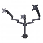 StarTech.com Desk Mount Triple Monitor Arm For Up To Three 27in Screens, VESA 75x75/100x100, Tool-Less Arm Adjustments, C-Clamp/Grommet Mount, Mechanical Spring Arm