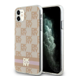 DKNY DKHMN61HCPTSP iPhone 11 / Xr 6.1" rowy / roosa kvakott IML ruuduline monomuster ja trkitud triibud MagSafe
