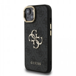 GUESS PU 4G Metallist Logo Alus Kaameraraam Kate iPhone'i 13 jaoks / Must