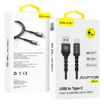 Blavec Raptor CRA-UC3BG10 andmelekut ja laadimiskaabel | USB-A kuni USB-C | 15W | 1m | must, hall