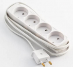 MicroConnect 4-way power stripno earth, 1,5m white