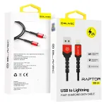 Blavec Raptor CRA-UL2BR30 andmevahetus- ja laadimiskaabel | USB-A kuni Lightning | 10W | 3m | must, punane