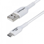 StarTech.com 6,6 jalga (2 m) USB-A USB-C laadimiskaabel, laadimiseks ja andmete snkroonimiseks, 3A, USB 2.0, TPE mbris valge laadimisjuhe
