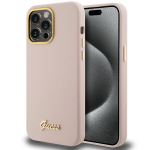 GUESS GUHCP15LSMBSLP iPhone 15 Pro 6.1" rowy/pink hardcase Silikoonist Script Metal Logo AND Frame
