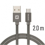Swissten Teksti kiirelaadimine universaalne Micro USB andme- ja laadimiskaabel 2m