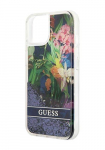 GUESS Kvakate Flower Liquid Glitter Blue, iPhone 13 Mini jaoks, GUHCP13SLFLSB