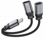 SWISSTEN Swissten Textile Lightning Audio Charging Adapter 2x Lightning 0.12m